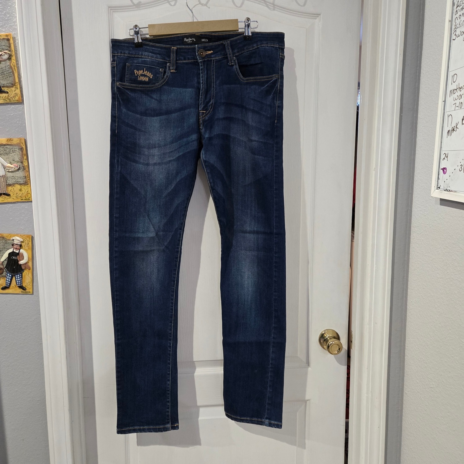 Pepe Jeans Hatch Jeans Mens 36x33 Dark Wash Slim Fit Retro